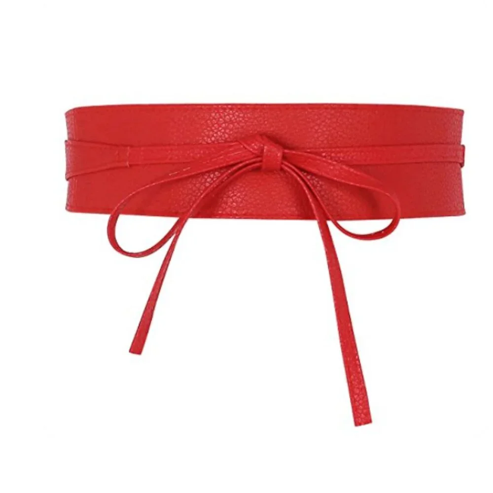 PU Leather Self Tie Wrap Belt